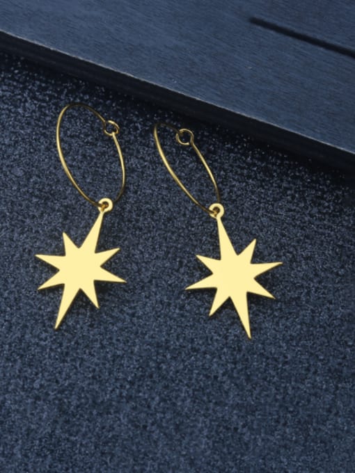 Octagonal Star steel color pair Titanium Steel Star Minimalist  Heart Shaped Huggie Earring