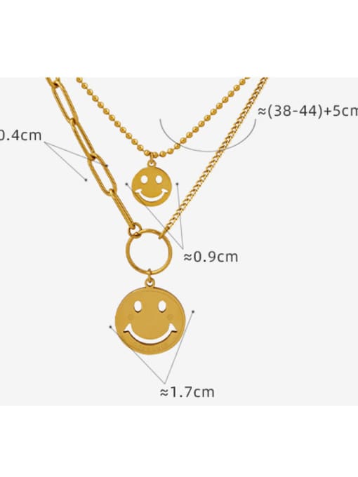 MAKA Titanium Steel Smiley Minimalist Multi Strand Necklace 2
