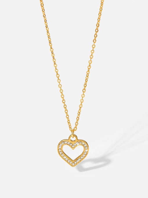 J&D Stainless steel Rhinestone Heart Minimalist Necklace 3