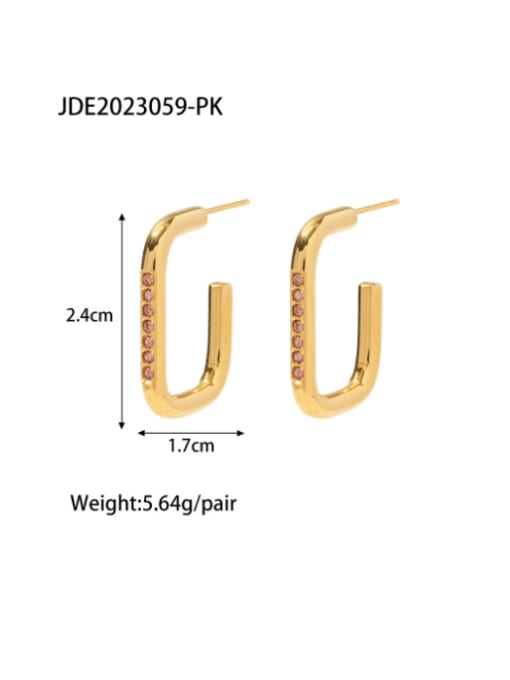 JDE2023059 PK Stainless steel Cubic Zirconia Geometric Vintage Stud Earring
