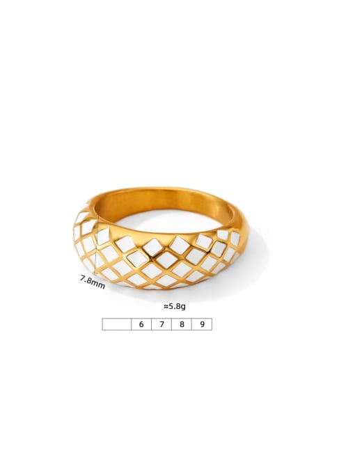 Clioro Stainless steel Enamel Geometric Trend Band Ring 2