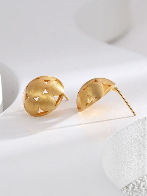 H01566 Gold Brass Geometric Trend Stud Earring