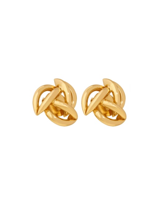 F390 Gold Earrings Brass Irregular Vintage Stud Earring