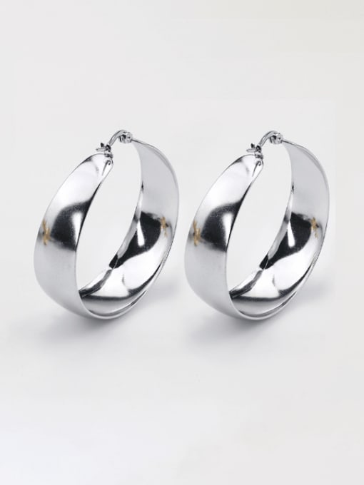 Small face width steel 40mm pair Titanium Steel Round Minimalist Hoop Earring