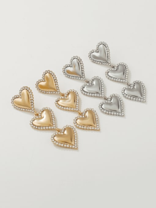 MeiDi-Jewelry Alloy Rhinestone Heart Trend Drop Earring 0