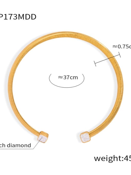 P173 Gold Collar 37cm Titanium Steel Cubic Zirconia Geometric Trend Choker Necklace