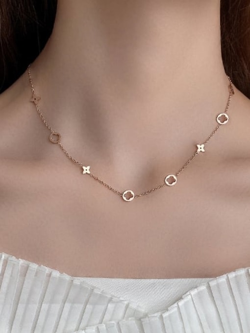 K.Love Titanium Steel Hollow Clover Minimalist Necklace 1