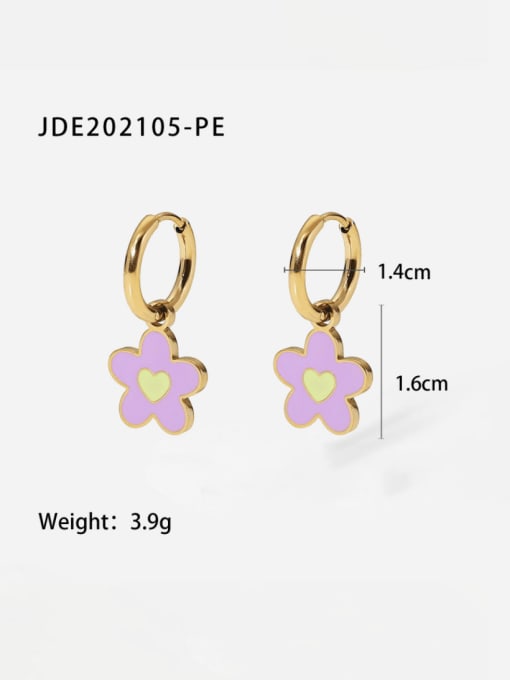 J&D Stainless steel Enamel Flower Minimalist Huggie Earring 3