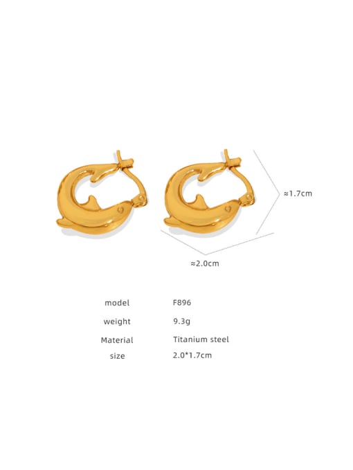 F896 Gold Earrings Titanium Steel Hollow Geometric Hip Hop Huggie Earring