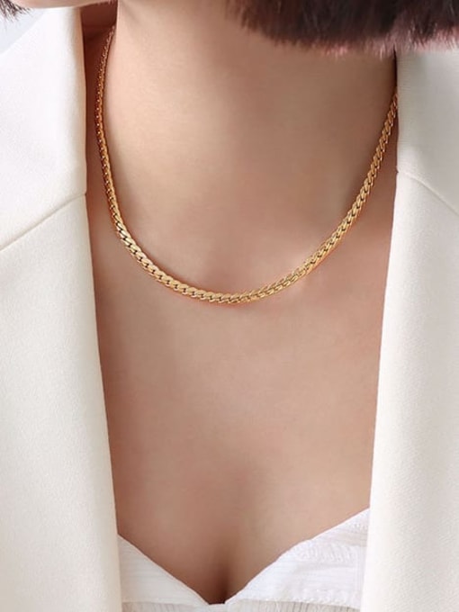 P053 gold wide Necklace 40 +5cm Titanium Steel Vintage Irregular Bracelet and Necklace Set