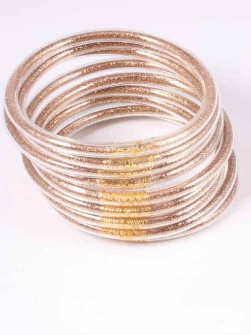 Rose gold PVC Silicone Tube Gold Powder Bracelet, Jelly Bangles Bracelet, Cross-Border 9 in a Group