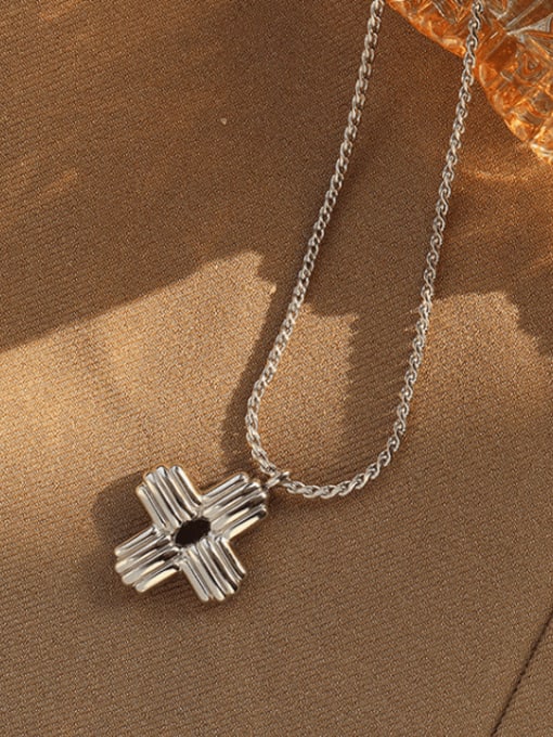 MAKA Titanium 316L Stainless Steel Cross Vintage Regligious Necklace with e-coated waterproof 2
