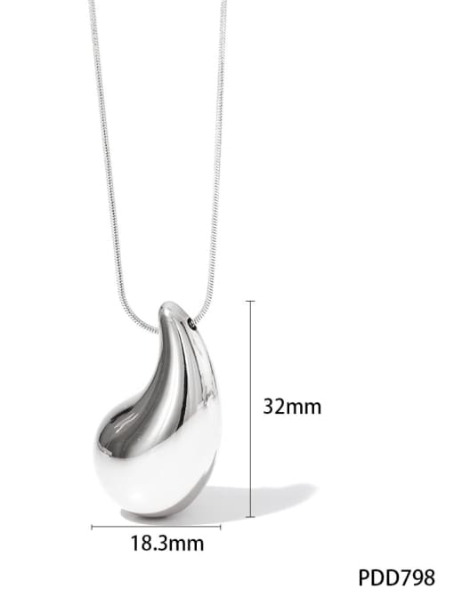 (Vertical) Large Steel PDD798 Stainless steel Water Drop Minimalist Necklace