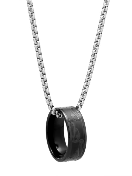 black Titanium Steel Geometric Hip Hop Necklace