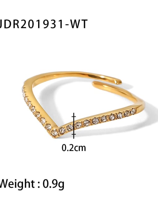 JDR201931 White Stainless steel Cubic Zirconia Irregular Hip Hop Band Ring