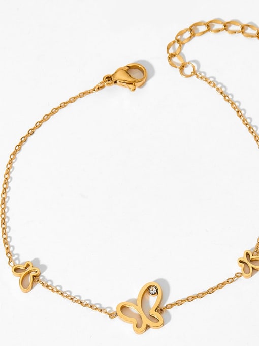 SAK875 Gold Stainless steel Cubic Zirconia Butterfly Trend Link Bracelet