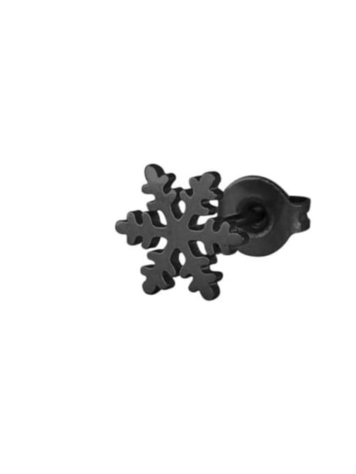 Black (Single-Only One) Titanium Steel Snowflake Minimalist Single Earring (Single-Only One)