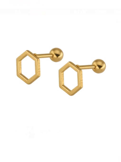 BELII Titanium Steel Hollow  Hexagon Minimalist Single Earring(Single-Only One) 3