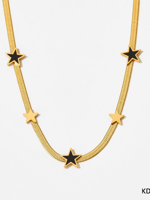 KDD244 Necklace Black Stainless steel Trend Pentagram  Cubic Zirconia Bracelet and Necklace Set