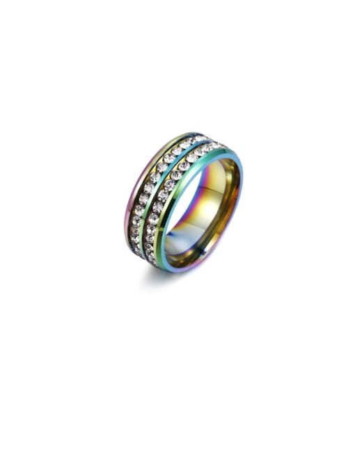 colour Stainless steel Enamel Rhinestone Geometric Minimalist Band Ring