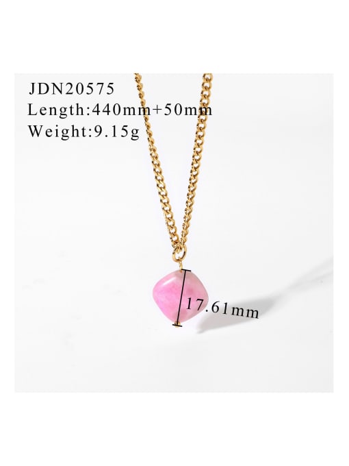 J&D Stainless steel Pink Natural stone Geometric Trend Necklace 3