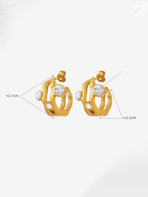 MAKA Titanium Steel Cubic Zirconia Geometric Dainty Stud Earring 2