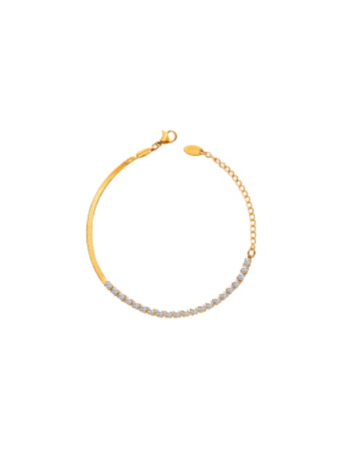 E326 gold bracelet 15+ 5 Titanium Steel Cubic Zirconia Minimalist Geometric  Bracelet and Necklace Set