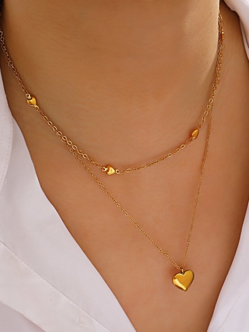 J$L  Steel Jewelry Stainless steel Heart Minimalist Multi Strand Necklace 1