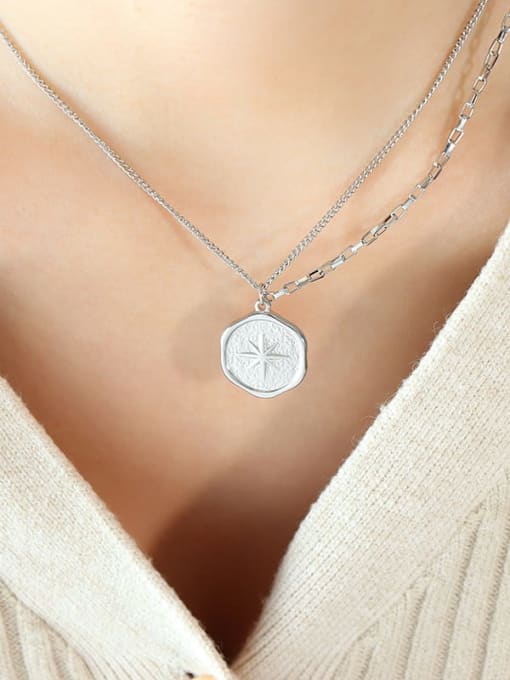 Steel necklace 40 +5cm Titanium Steel Geometric Minimalist Multi Strand Necklace