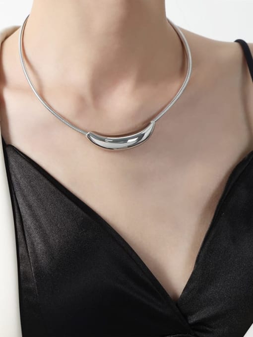 MAKA Titanium Steel Geometric Trend Choker Necklace 1