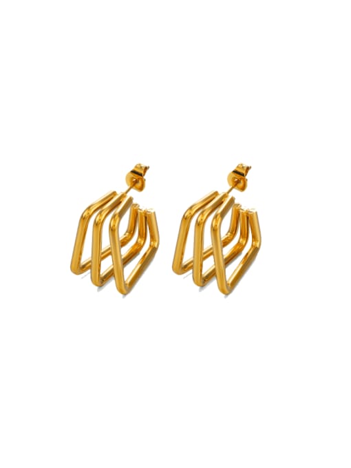Gold geometric earrings Stainless steel Line Geometric Hip Hop Stud Earring