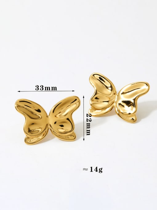Gold KDE2553 Stainless steel Butterfly Hip Hop Stud Earring