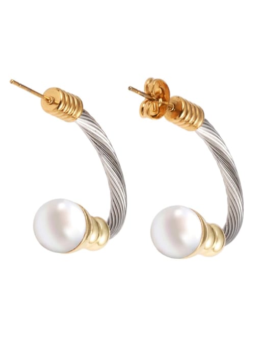 Platinum earrings Stainless steel Imitation Pearl Hip Hop Irregular Ring Earring And Bracelet Set