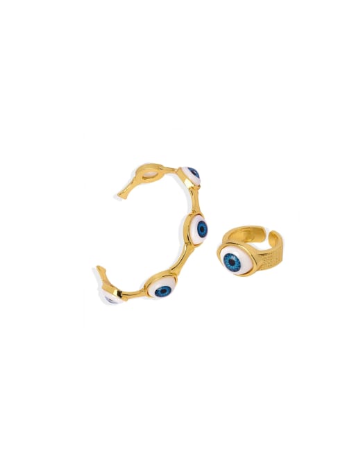 MAKA Brass Enamel Trend Evil Eye Ring and Bangle Set