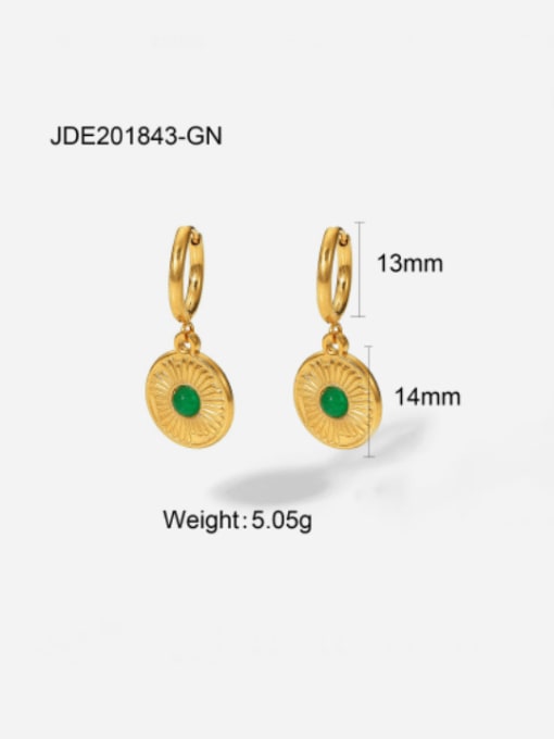 JDE201843 GN Stainless steel Natural Stone Butterfly Vintage Geometry  Huggie Earring