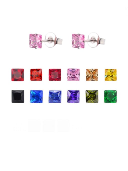 BELII Titanium Steel Cubic Zirconia Square Single Earring(Only One)