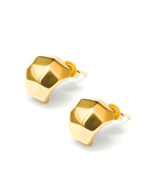 F184 gold earrings Titanium Steel Geometric Hip Hop Stud Earring