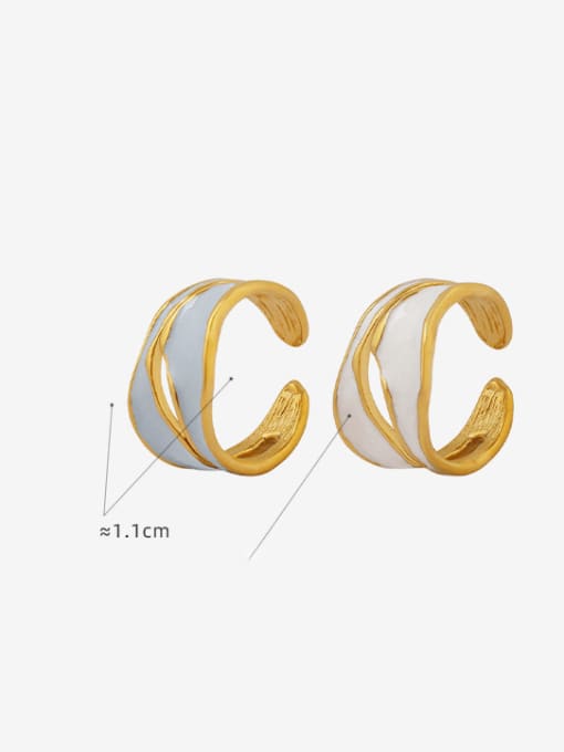 MAKA Titanium Steel Enamel Irregular Minimalist Band Ring 2
