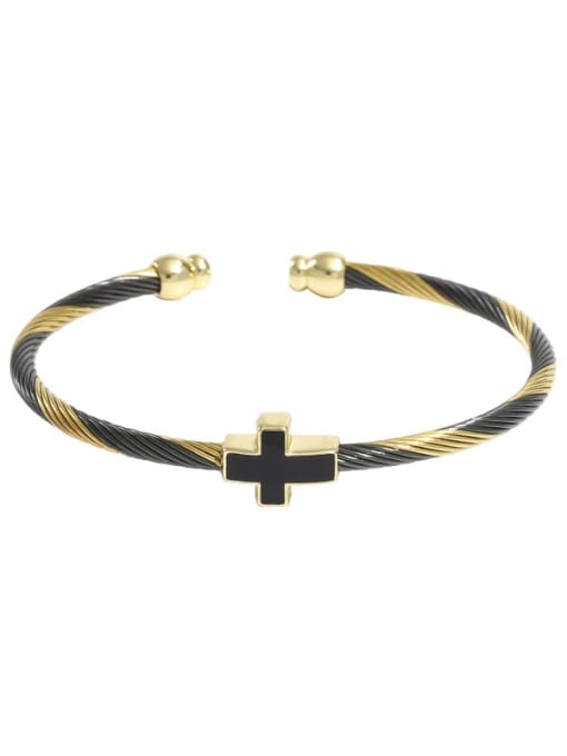 Style 5 (Perforated Cross) Stainless steel Enamel Cross Vintage Cuff Bangle