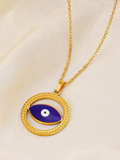 J$L  Steel Jewelry Stainless steel Enamel Evil Eye Geometric Vintage Necklace 1