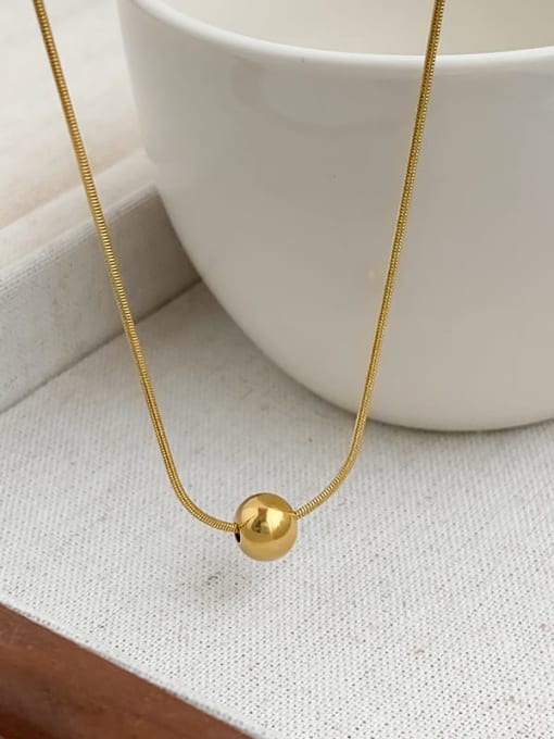 Small round bead 10mm necklace in gold Titanium Steel Locket Minimalist Necklace
