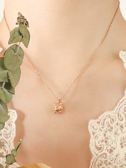 Rose Gold 40+ 5cm Titanium Steel Cute Pig  Pendant Necklace
