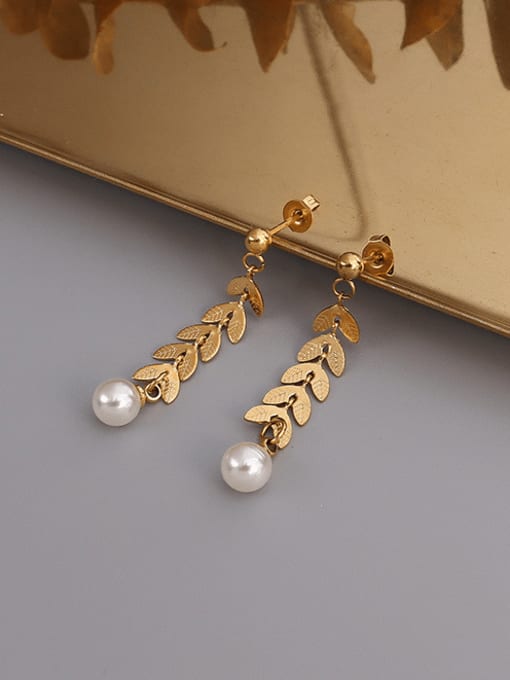 MAKA Titanium 316L Stainless Steel Imitation Pearl Vintage Irregular Earring and Necklace Set with e-coated waterproof 2