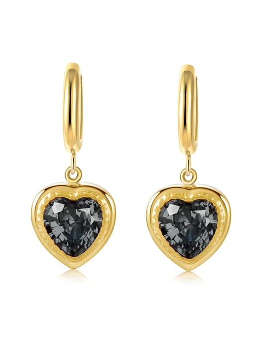 SE21102509B Stainless steel Glass Stone Heart Minimalist Huggie Earring