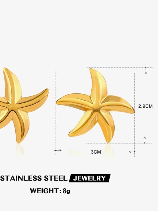 Golden starfish earrings Stainless steel Pentagram Trend Stud Earring