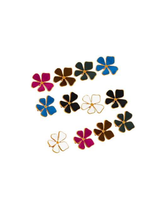 Clioro Stainless steel Enamel Flower Dainty Stud Earring