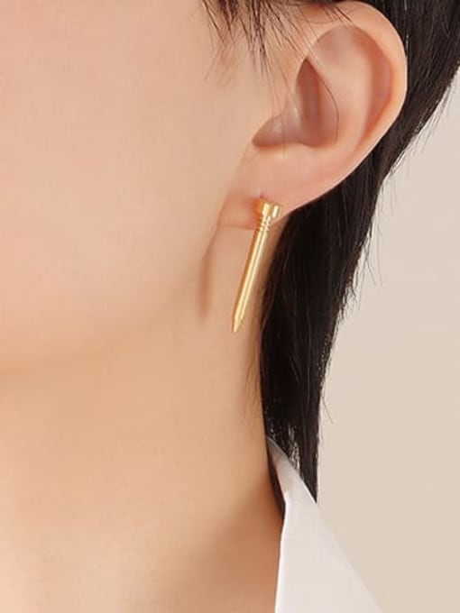 F630 Gold Earrings Titanium Steel Geometric Minimalist Nails Stud Earring
