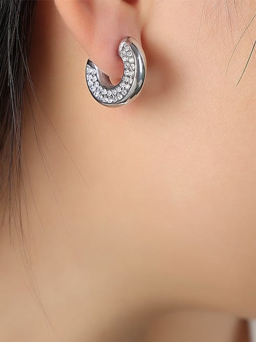 F977 Steel White Diamond Earrings Titanium Steel Geometric Vintage Stud Earring