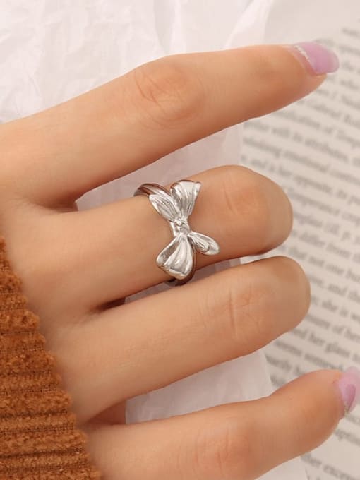 A304 steel bow ring Titanium Steel Bowknot Vintage Band Ring