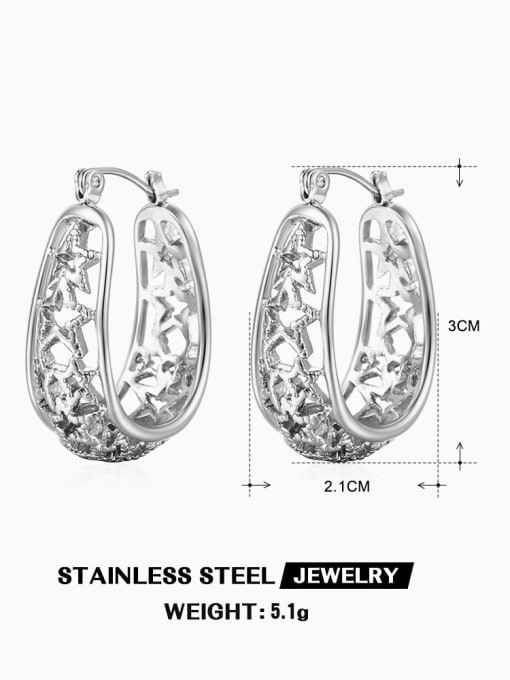 Steel color ZN428S Stainless steel Geometric Hip Hop Stud Earring